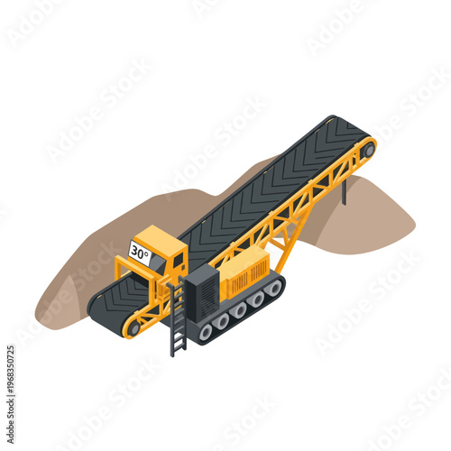 Isometric Conveyor Belt System for Material Handling and Mining Operations.