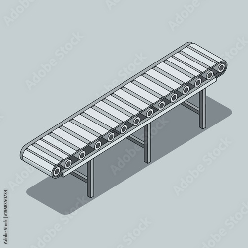 Isometric Conveyor Belt System for Industrial Production and Logistics.