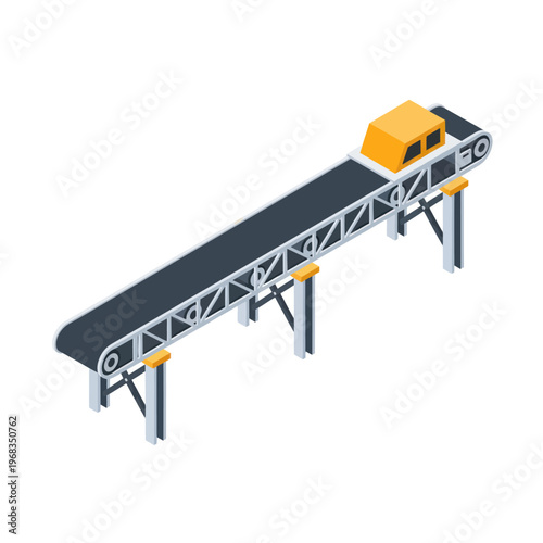 Isometric Conveyor Belt System for Industrial Material Handling.