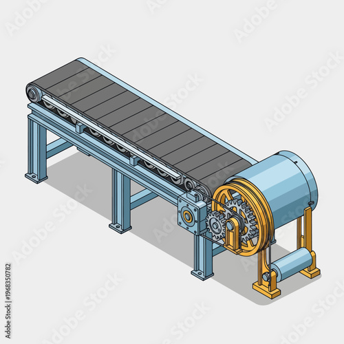 Industrial Conveyor Belt System for Material Handling and Production Line.