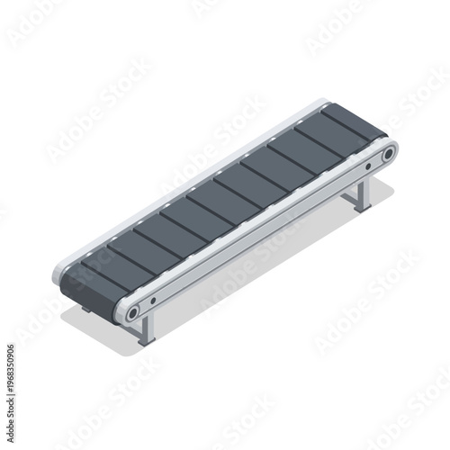 Isometric Industrial Conveyor Belt System for Manufacturing and Logistics.