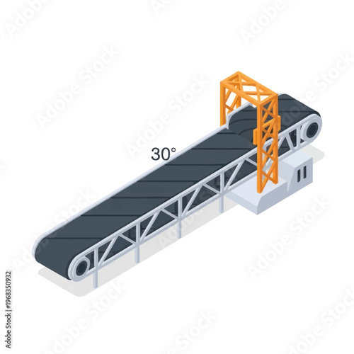 Isometric Conveyor Belt System for Industrial Material Handling and Logistics.