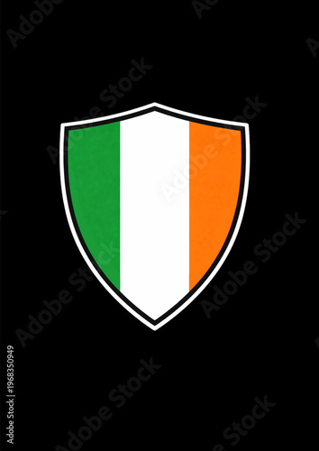 Ireland Flag Shield Simple Crest Irish Emblem Design