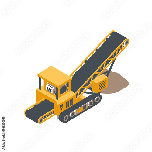 Isometric Industrial Conveyor Belt Machine for Material Handling.