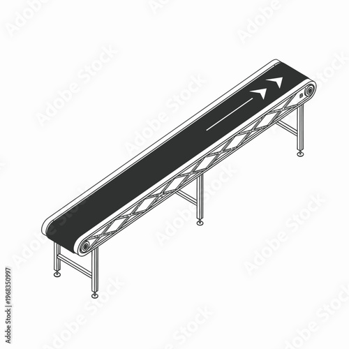 Industrial Conveyor Belt System with Upward Arrow Direction.