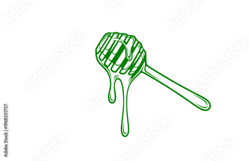 Liquid Drip Honey Dipper Silhouette Sticker, Fluid Organic Gastronomy Vector, Modern Abstract Romantic Food Illustration