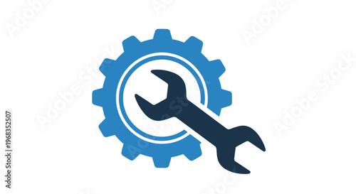 Vector graphic illustration of a wrench and gear design