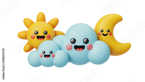 Colorful cartoon celestial bodies with cheerful expressions Vector