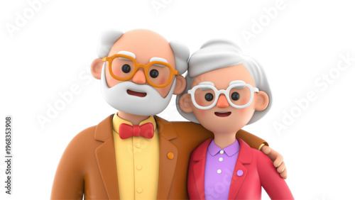 Elderly couple wearing glasses and smiling happily together Vector