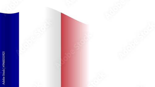 Vector waving Flag of the French Republic. Waving France flag with empty, blank, copy space on transparent background. Design element for presentation, banner, advertisement, web. Place for text