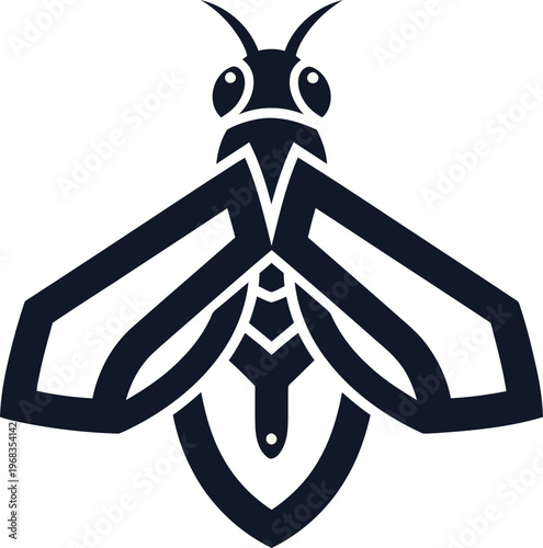 Black and white moth silhouette logo.