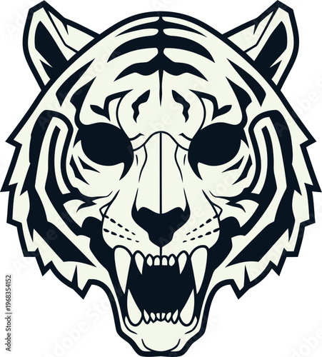 Black and white tiger head illustration 1.