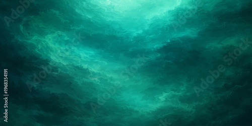 Abstract dark blue background features radiant light rays piercing through a stormy cloudscape of deep textures and ethereal white highlights for a dramatic nature backdrop