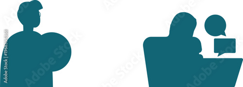 Two individuals engaging in a conversation with one person speaking and the other listening attentively over a desk