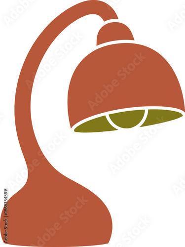 Brown Desk Lamp With Green Shade.