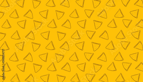 Samosa Pattern Design. Seamless Indian Snack Illustration. Crispy Fried Pastry Motif. Handdrawn Street Food Style.