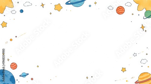 宇宙と惑星のイラストフレーム