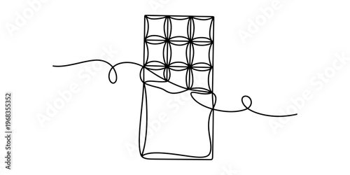 A continuous line drawing illustration of a chocolate bar with a simple and minimalist design