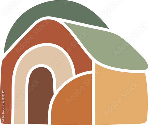 Colorful abstract arch doorway shape.