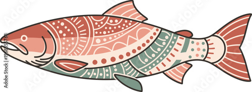 Colorful Salmon Fish Side View.