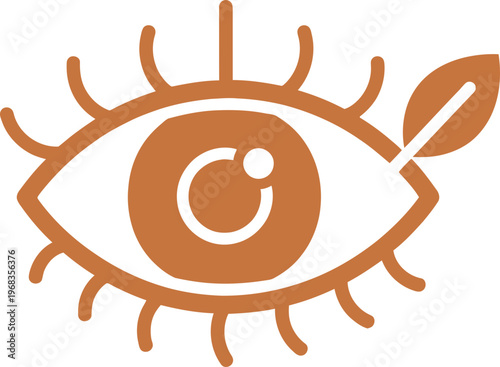 Eye with smiley face and leaf.