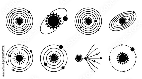 Atomic and Planetary Orbit Vector Icons