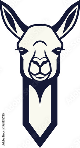 Llama head in tie graphic design.