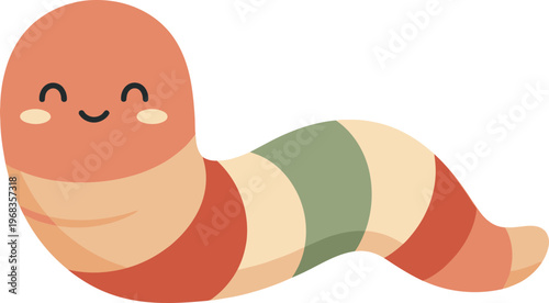 Smiling Cartoon Worm Character Illustration.