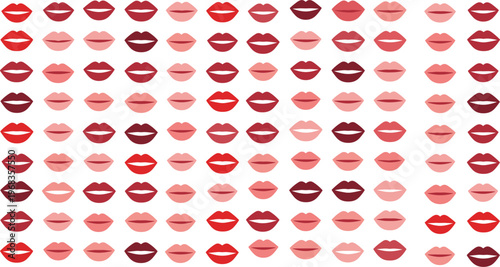 Lips vector set with different lipstick shapes and colors beauty fashion collection for makeup design cosmetics illustration and feminine patterns