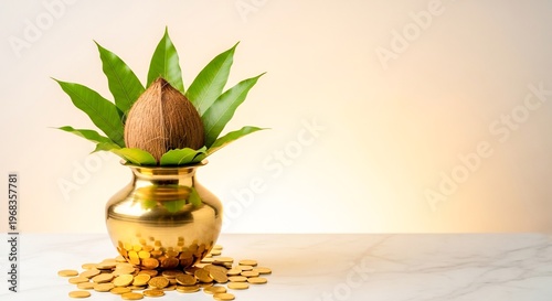 Kalash with Coconut Leaves Akshaya Tritiya Symbol