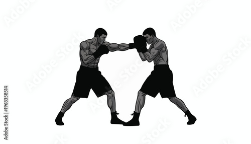 Two boxers fighting with gloves