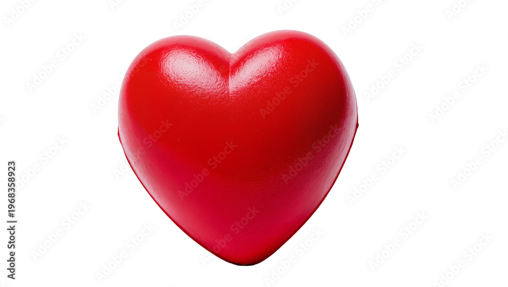 Fototapeta premium Vibrant red rubber heart shape plush and soft texture, isolated on transparent background for Valentine s Day designs and romantic concepts