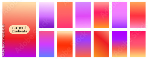 Collection of sunset simple linear gradients background