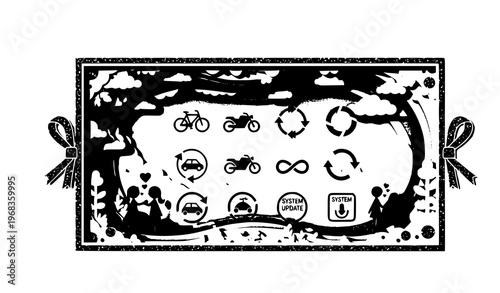 Filled cycle icons set bicycle recycle refresh infinity and process symbols vector eps10