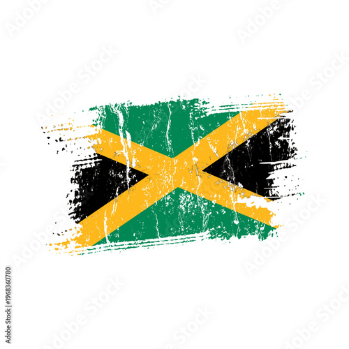 Jamaica flag with grunge effect - vector illustration