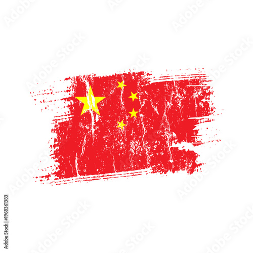 China flag with grunge effect - vector illustration