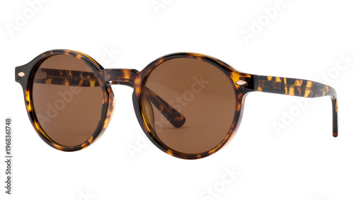 Foto Stylish brown tortoise shell framed sunglasses with gradient amber lenses, isola