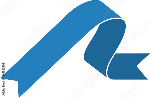 Blue ribbon symbol icon graphic.