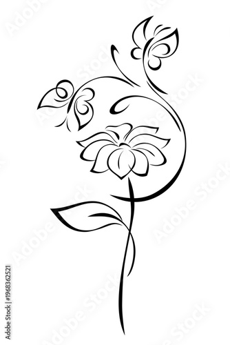 decorative element with stylized fluttering butterflies and a floral ornament