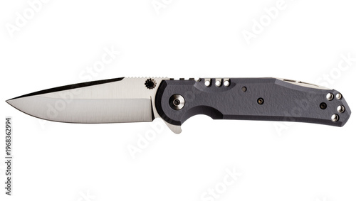Canvastavla Sleek modern folding pocket knife with a stainless steel blade and dark gray tex