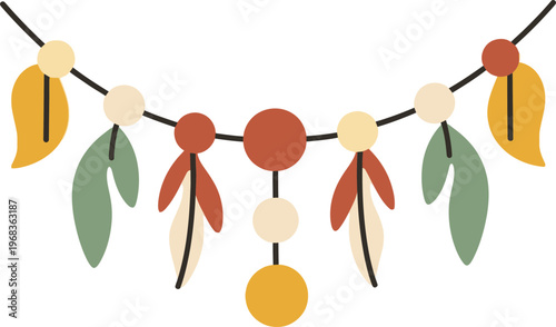 Colorful decorative leaf garland string.