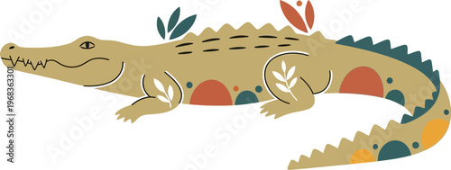 Colorful illustration of a crocodile.