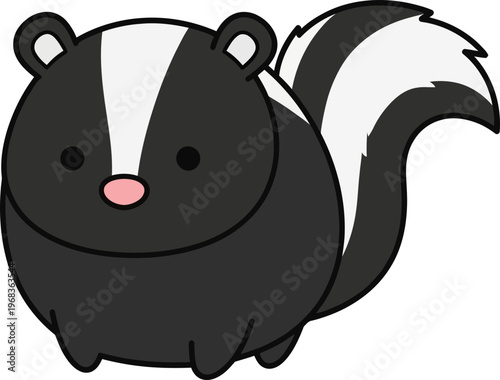 Cute cartoon skunk face closeup.