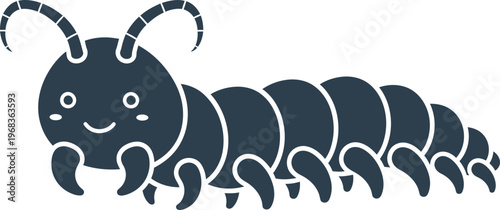 Cute Caterpillar Cartoon Character Smiling.