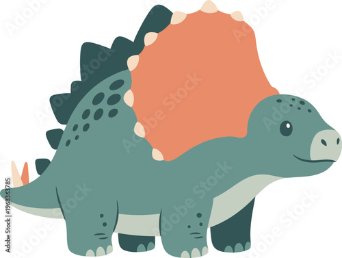 Dinosaur Stegosaurus Cartoon Style Illustration.