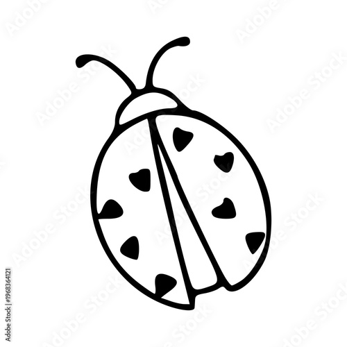 minimalist sweetheart ladybug illustration with heart markings