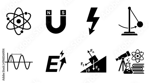 Physics and Scientific Elements Vector Icons