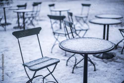 Snow-covered bistroset ready for a new season