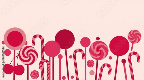 Whimsical candy cane forest with vibrant pink and white swirls