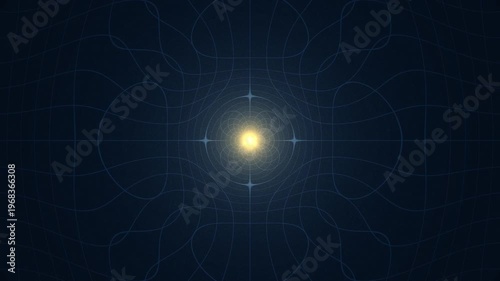 Abstract grid distortion representing gravitational pull and time-space warping. 